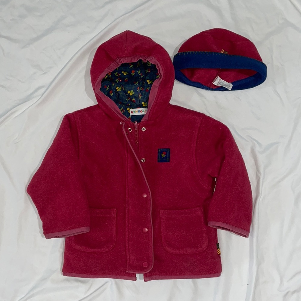 Reversible Gymboree jacket with matching hat. Sz small(2-3t)